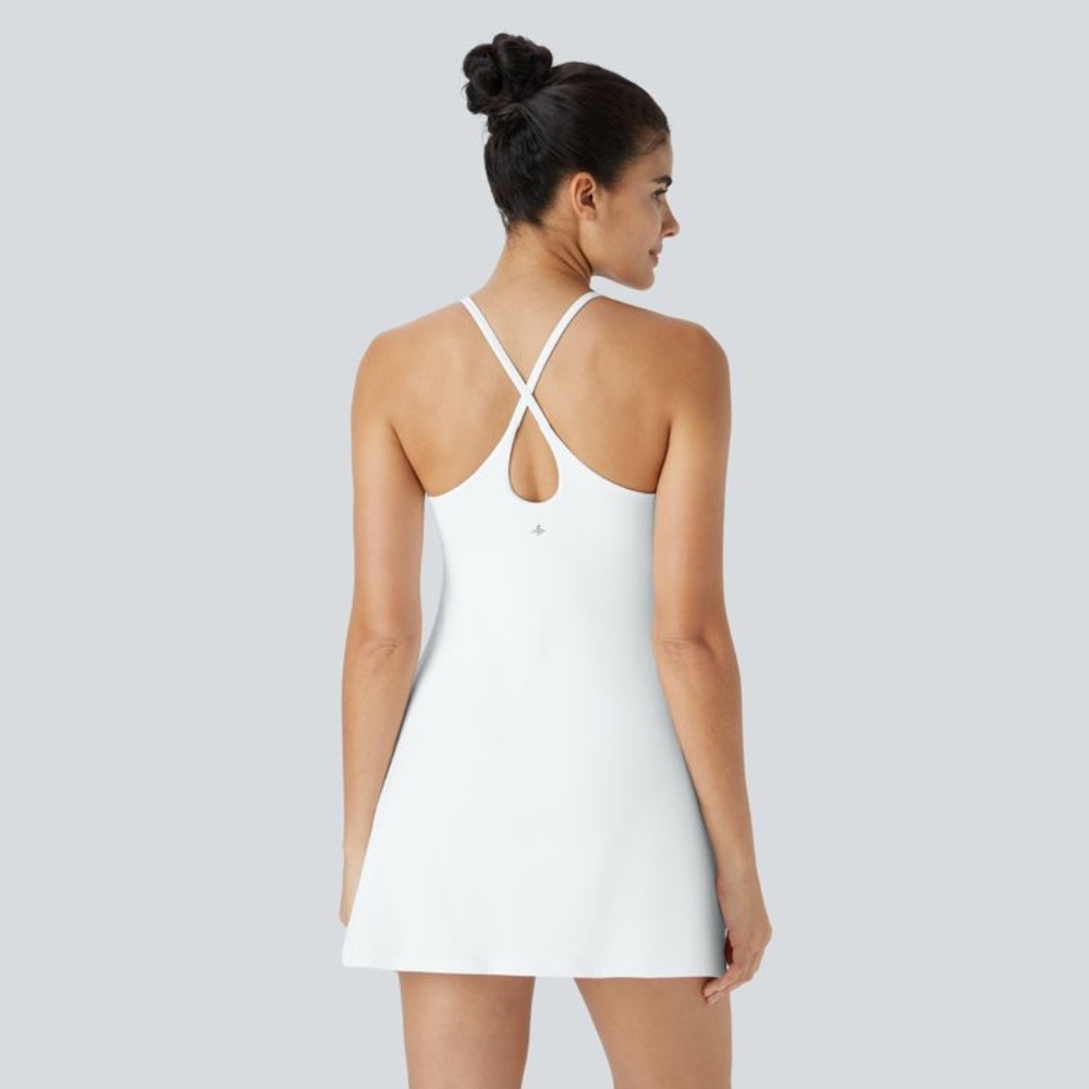 HALARA White Crisscross Back Dress